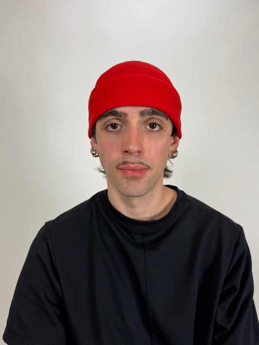 French Terry Beanie Red